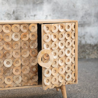 Wooden 4 Door Carved Circle Design Sideboard