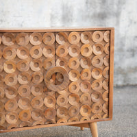 Wooden 4 Door Carved Circle Design Sideboard