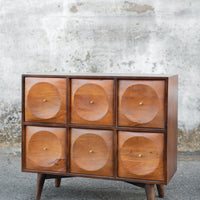 Wooden 6 Drawer Deep Circle Design Cabinet