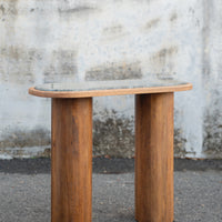 Wooden Capsule Console with Marble Top