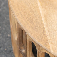 Wooden Carved Oval Tile Design Coffee Table