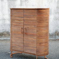 Wooden Bevelled 2 Door Capsule Shape Console