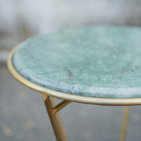 Large Iron End Table with Marble Top