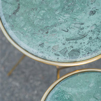 Large Iron End Table with Marble Top