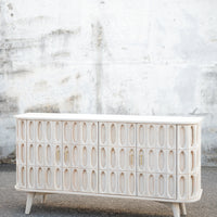 Carved Oval Tile 4 Door Sideboard