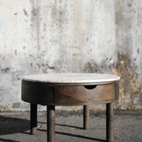 Brown 2 Door Coffee Table with Marble top