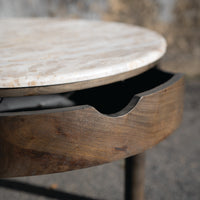 Brown 2 Door Coffee Table with Marble top